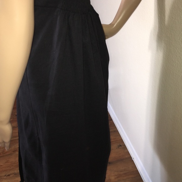 Spaghetti Strap Linen Black Midi Dress - Picture 10 of 12